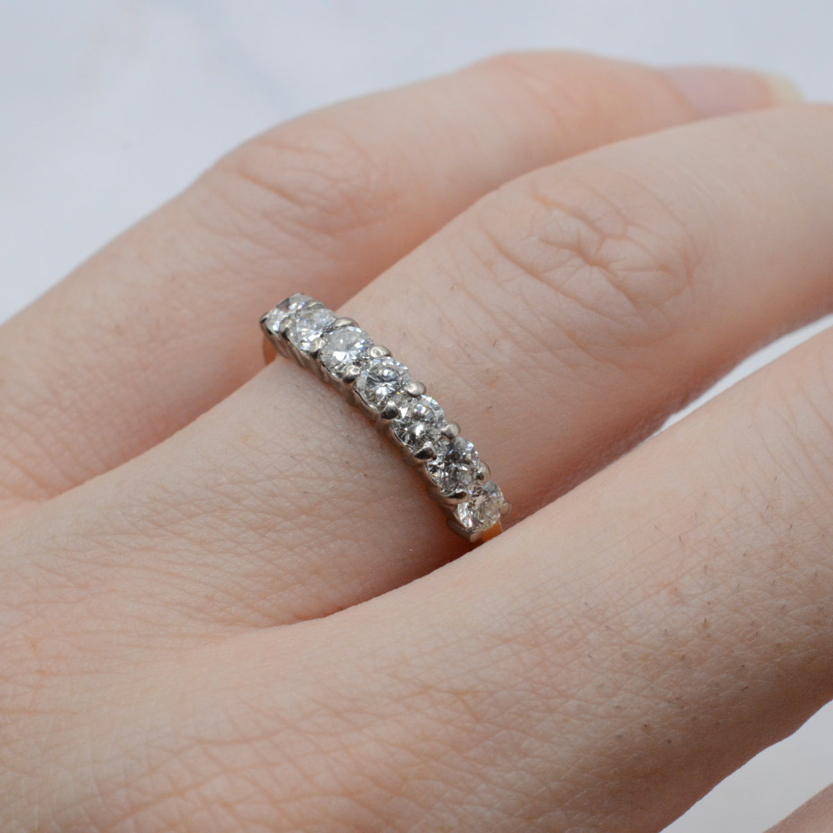 Y2K 18ct Gold 0.77ct Diamond Seven-Stone Half-Eternity Ring