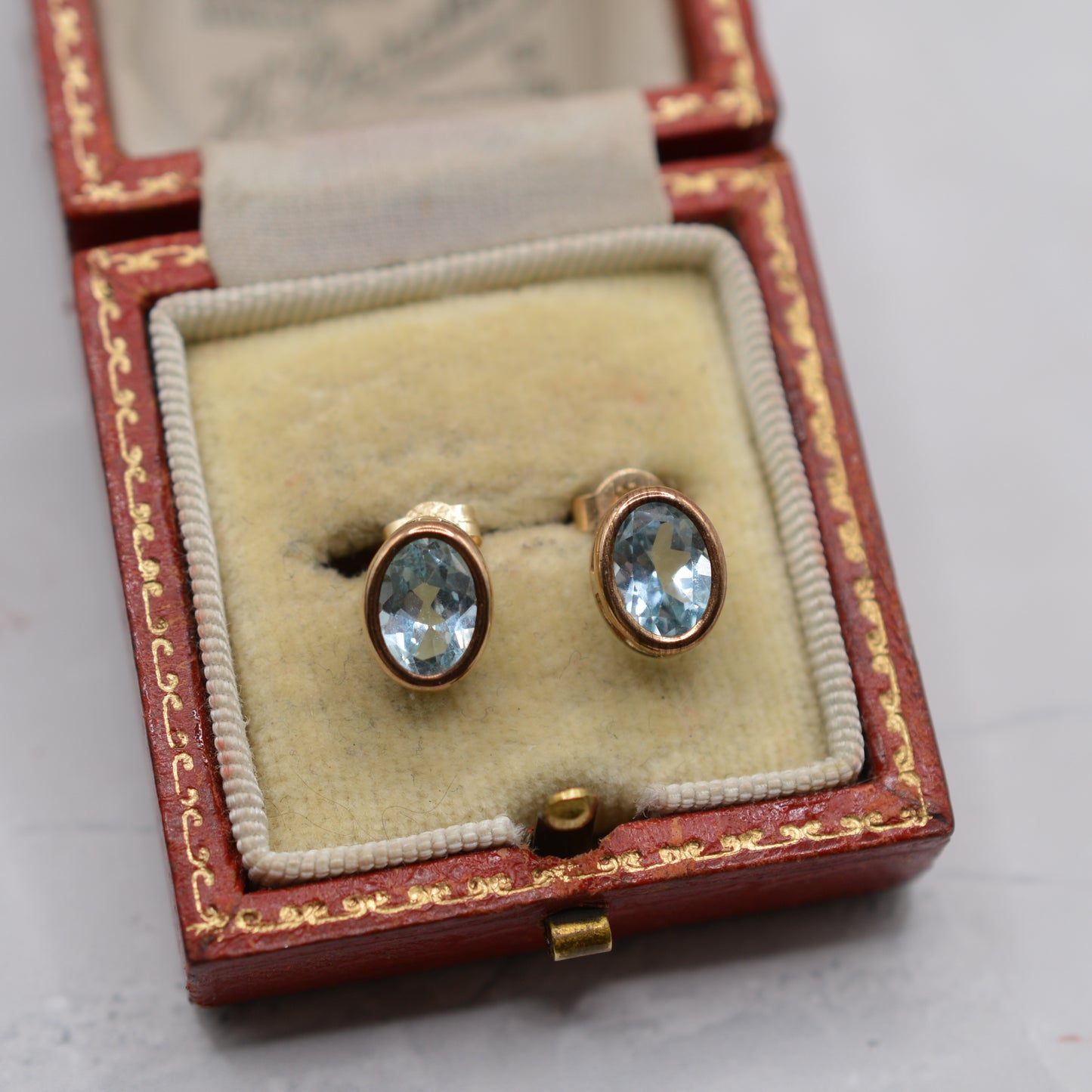9ct Gold Blue Topaz Bezel-Set Stud Earrings