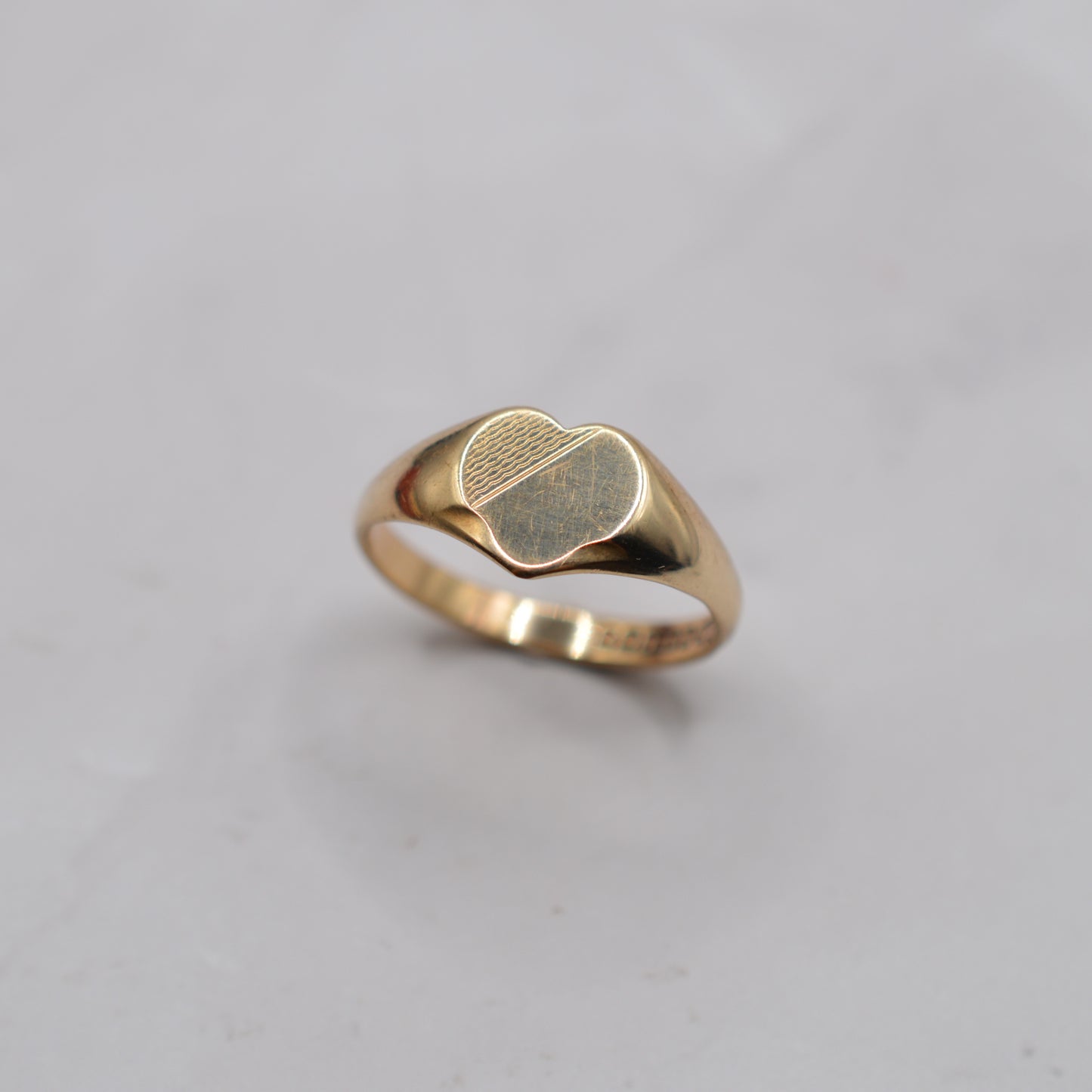 1950s Vintage 9ct Gold Heart Signet Ring