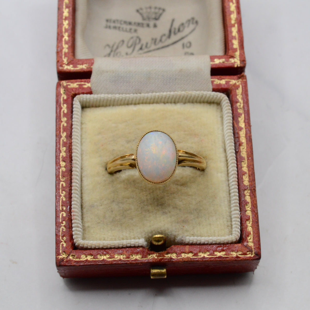 1906 Edwardian Antique 18ct Gold Opal Solitaire Ring