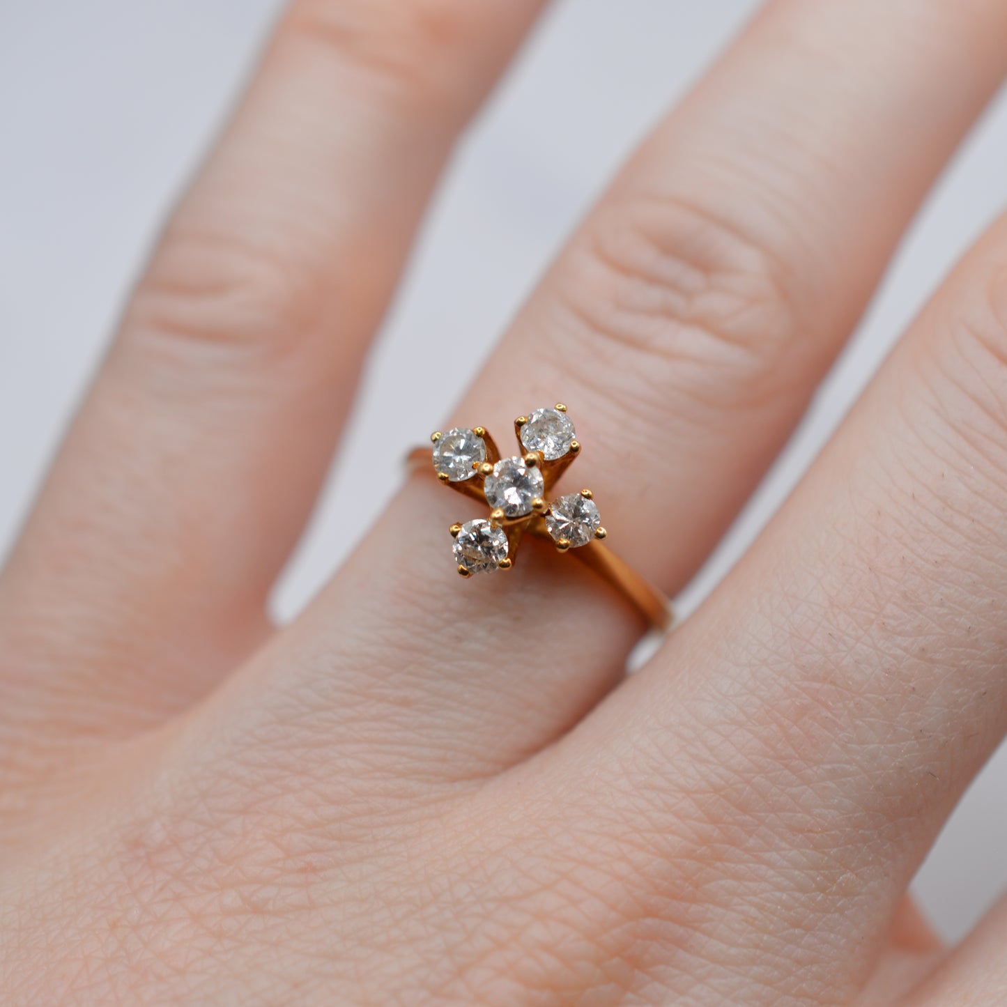 1970s 18ct Gold Diamond Cross Cluster Ring