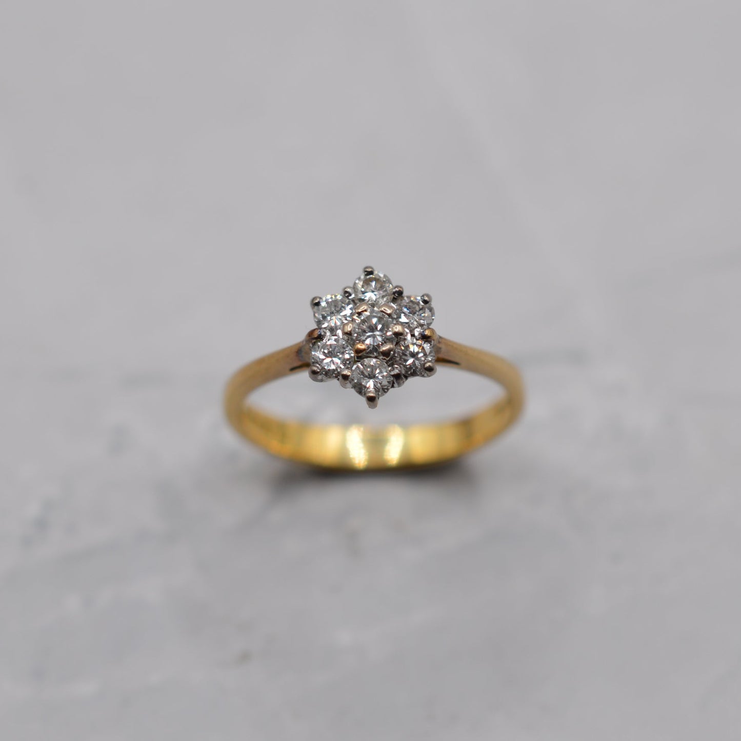 1980s 18ct Gold Diamond Floral Cluster Ring