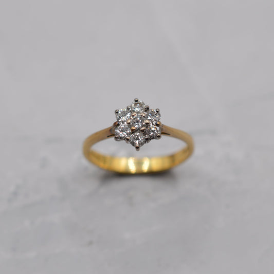 1980s 18ct Gold Diamond Floral Cluster Ring