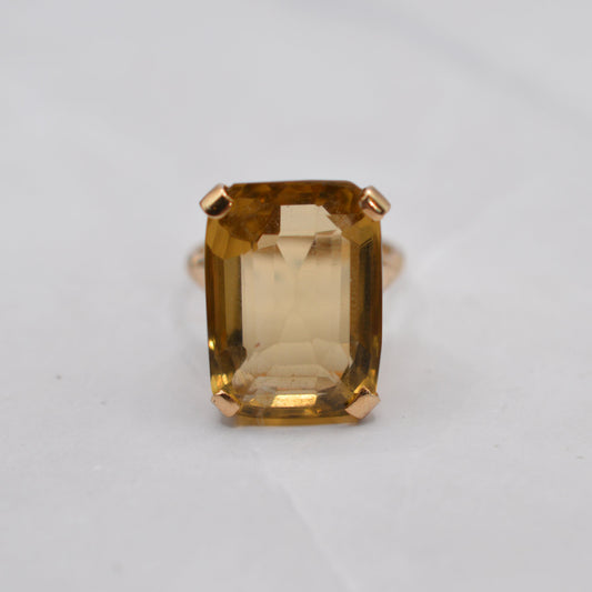 1970s Chunky Vintage 9ct Gold 21ct Citrine Ring