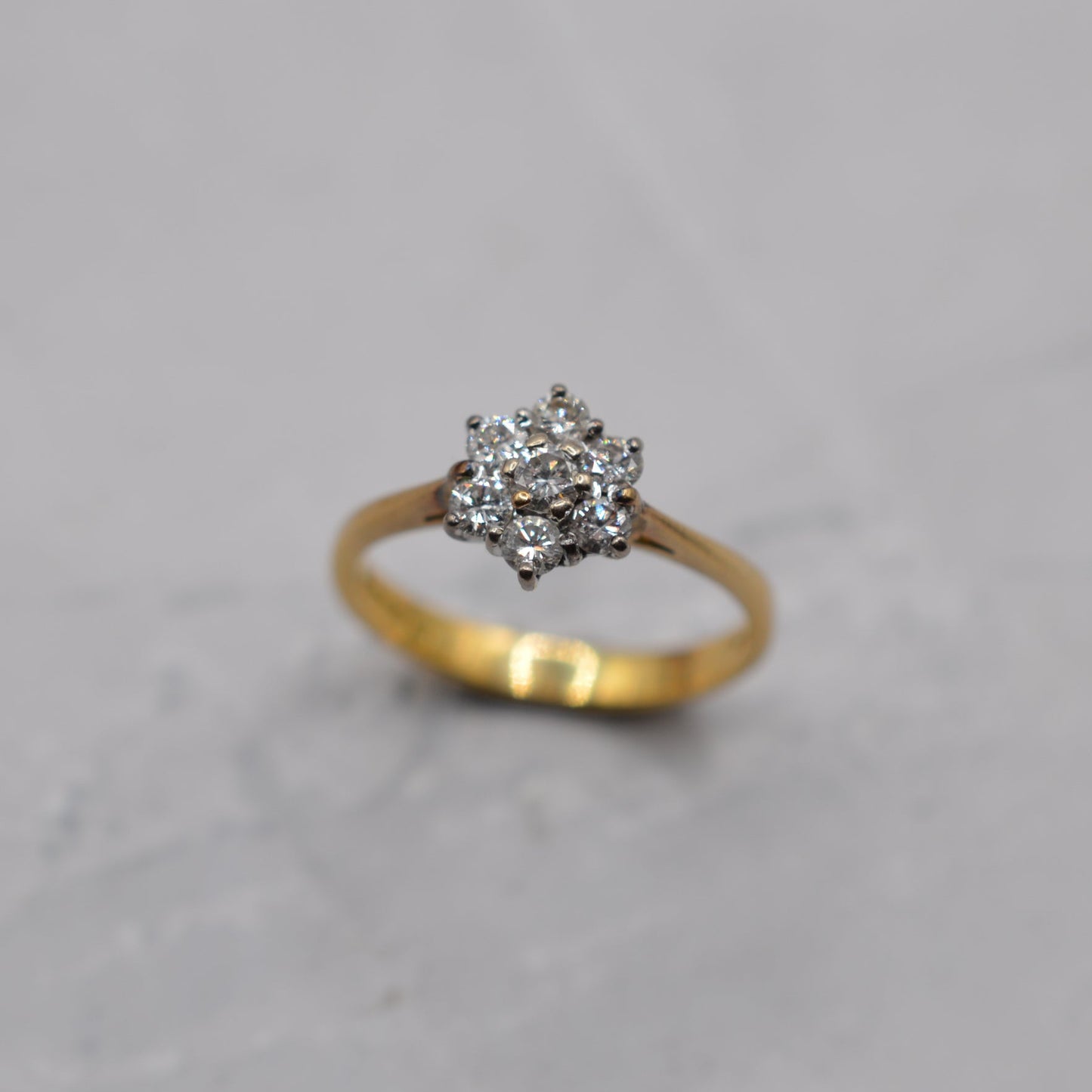 1980s 18ct Gold Diamond Floral Cluster Ring