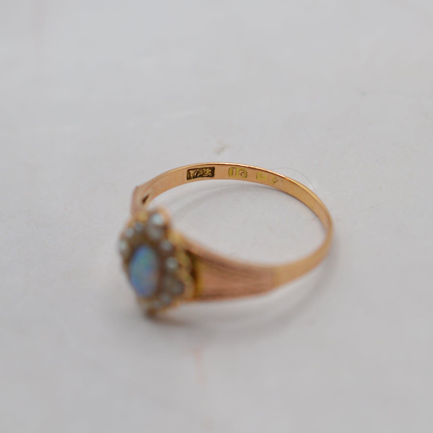 Antique Victorian 15ct Gold Opal & Pearl Cluster Ring