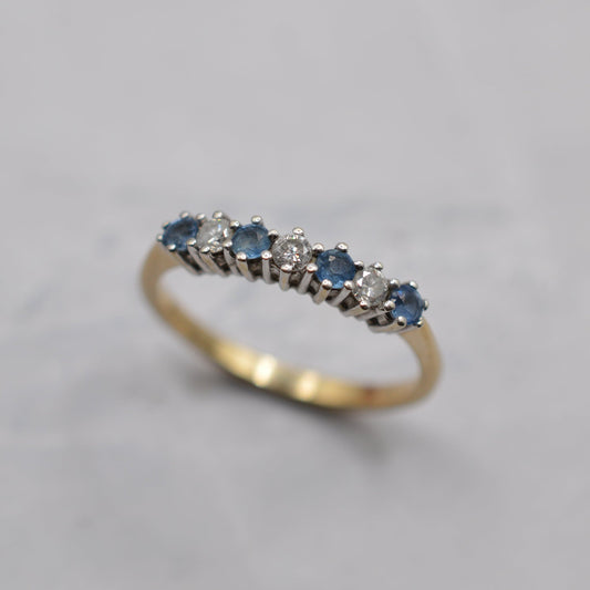 9ct Gold Sapphire & Diamond Half-Eternity Ring