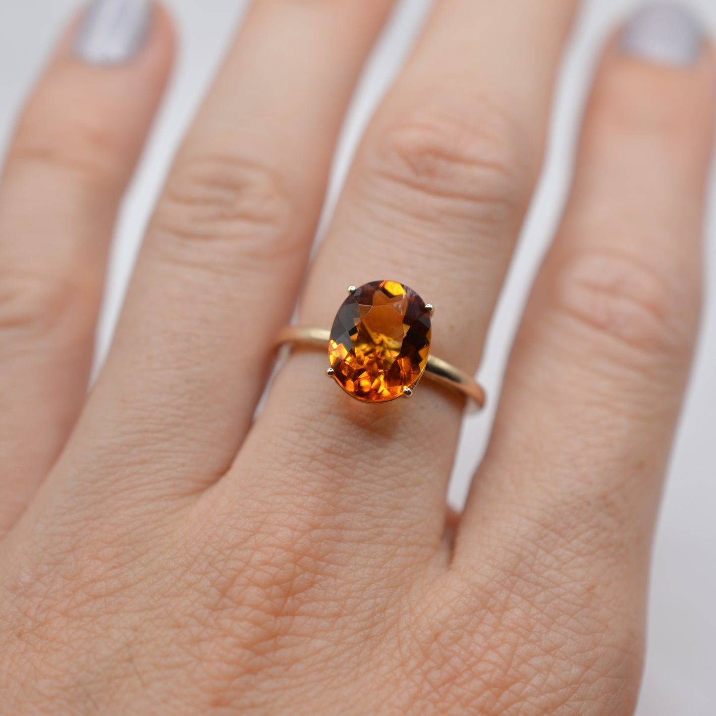 Y2K 9ct Gold Citrine Solitaire Ring
