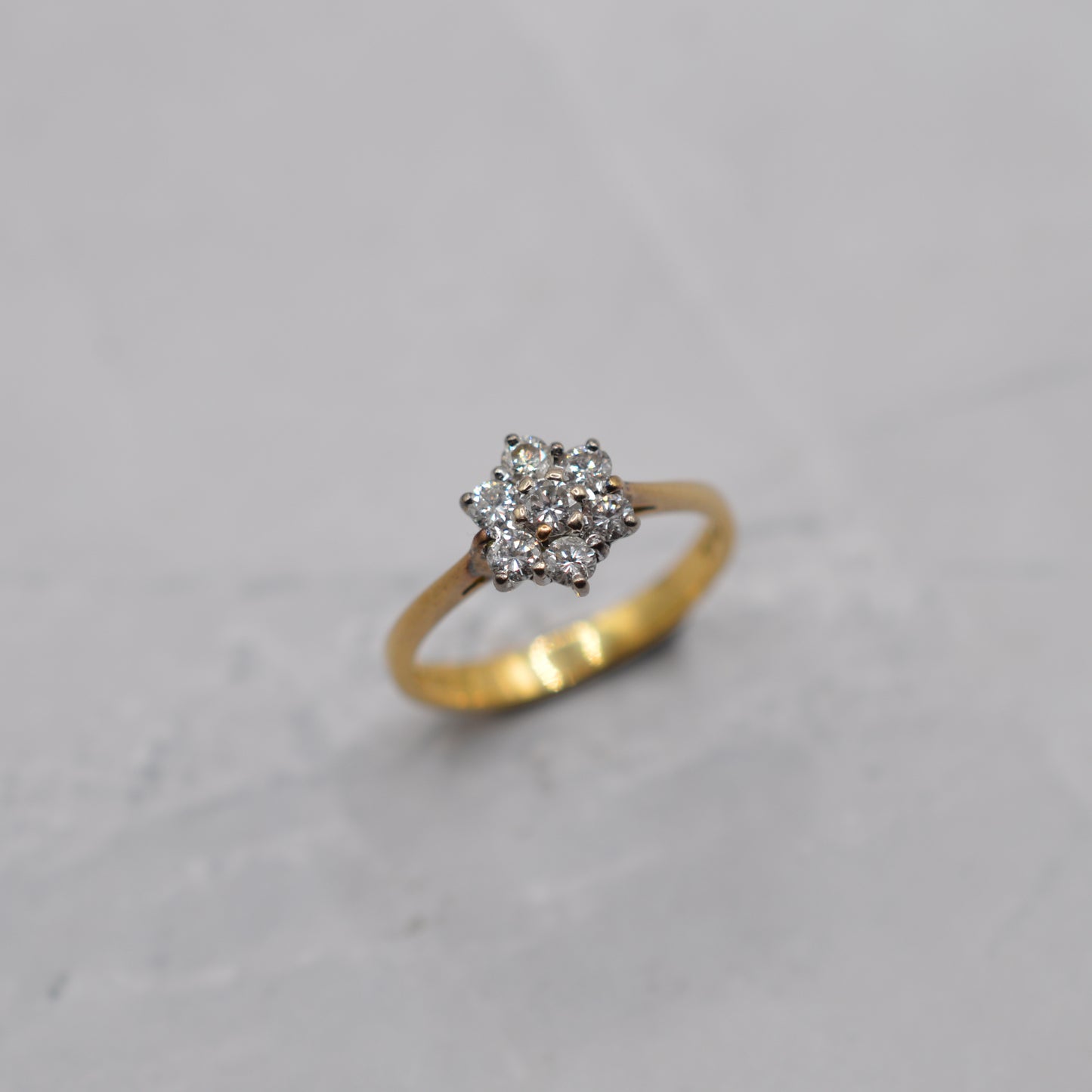 1980s 18ct Gold Diamond Floral Cluster Ring