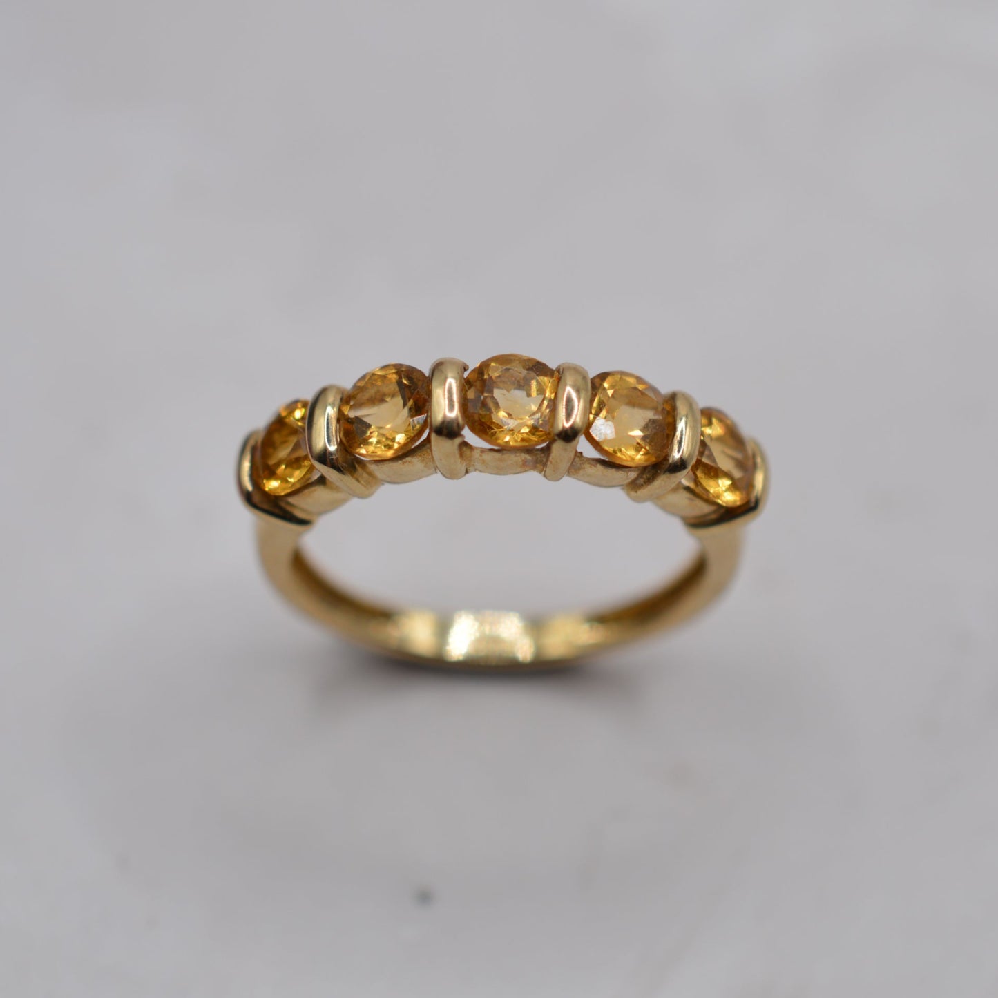 Y2K 2001 9ct Gold Citrine Five-Stone Ring