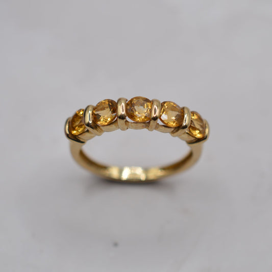Y2K 2001 9ct Gold Citrine Five-Stone Ring