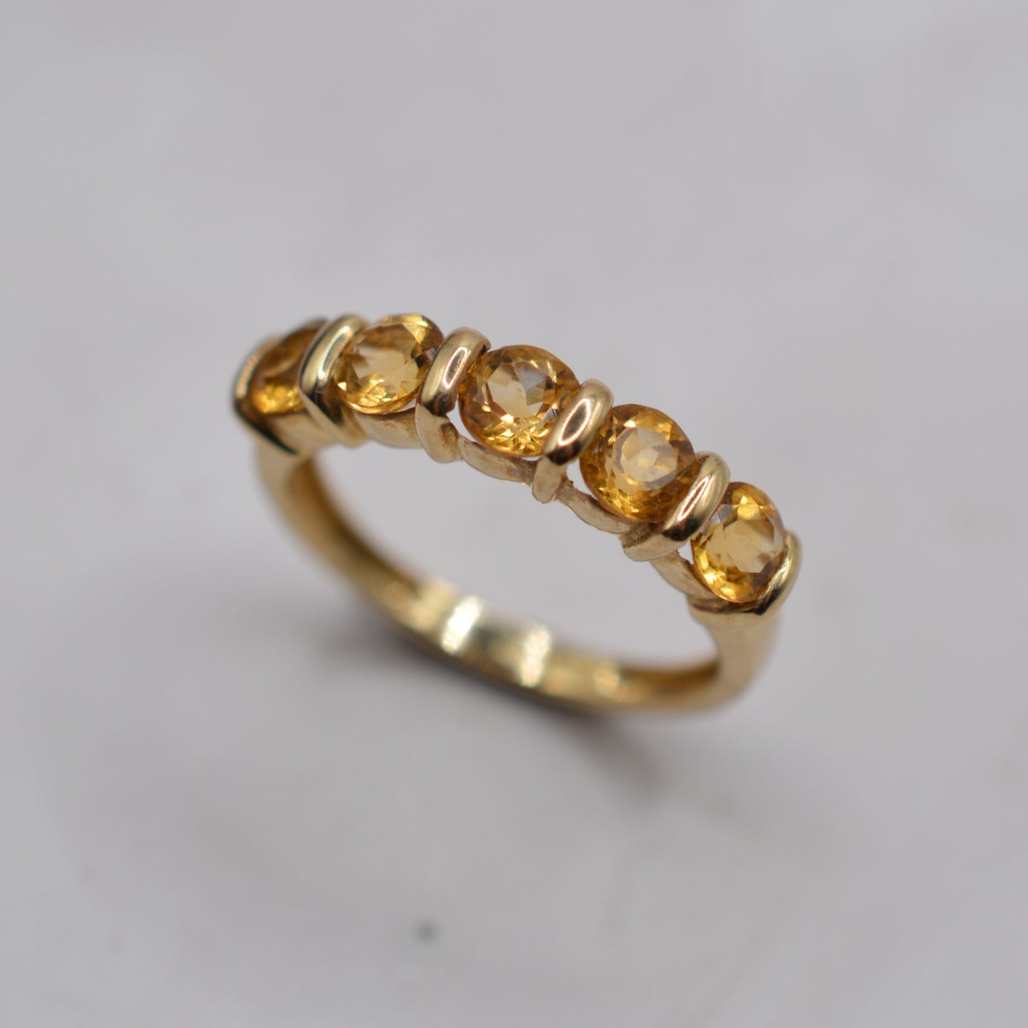 Y2K 2001 9ct Gold Citrine Five-Stone Ring