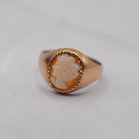 1970s Vintage Chunky 9ct Gold Cameo Signet Ring