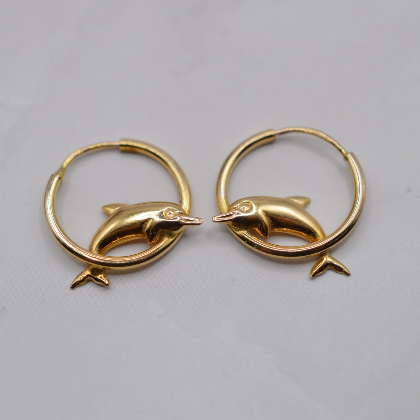 9ct Gold Dolphin Hoop Earrings