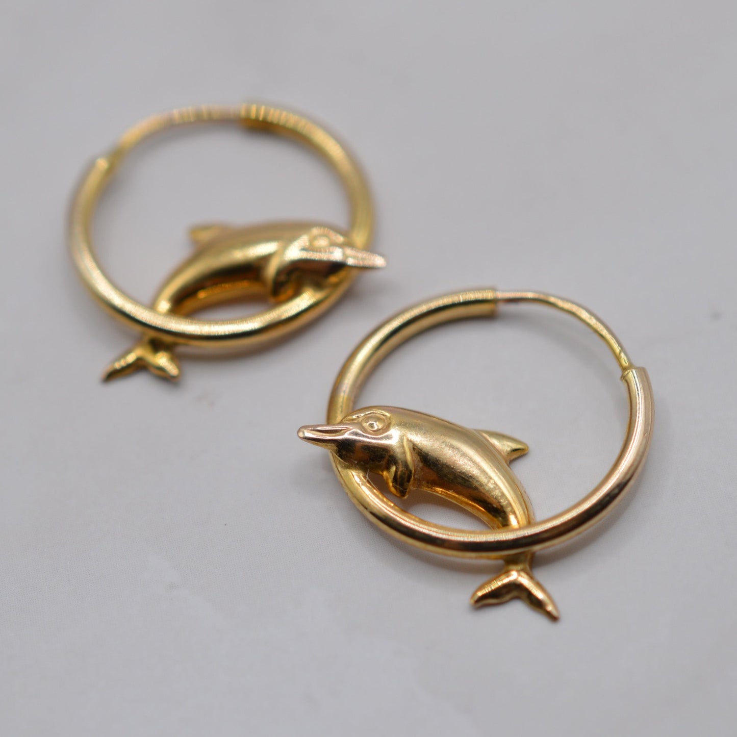 9ct Gold Dolphin Hoop Earrings