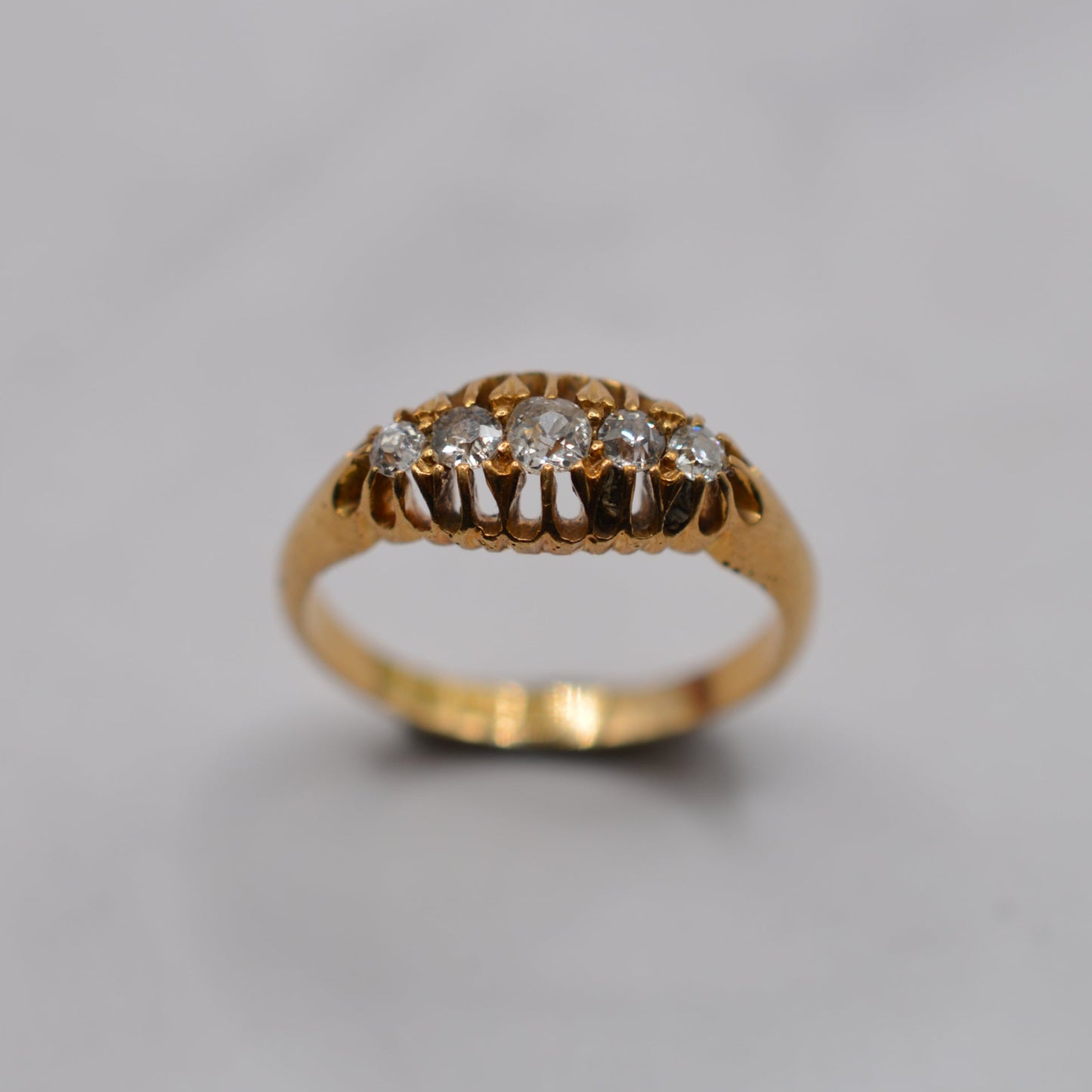 Antique Edwardian 1905 18ct Gold Diamond Five-Stone Ring