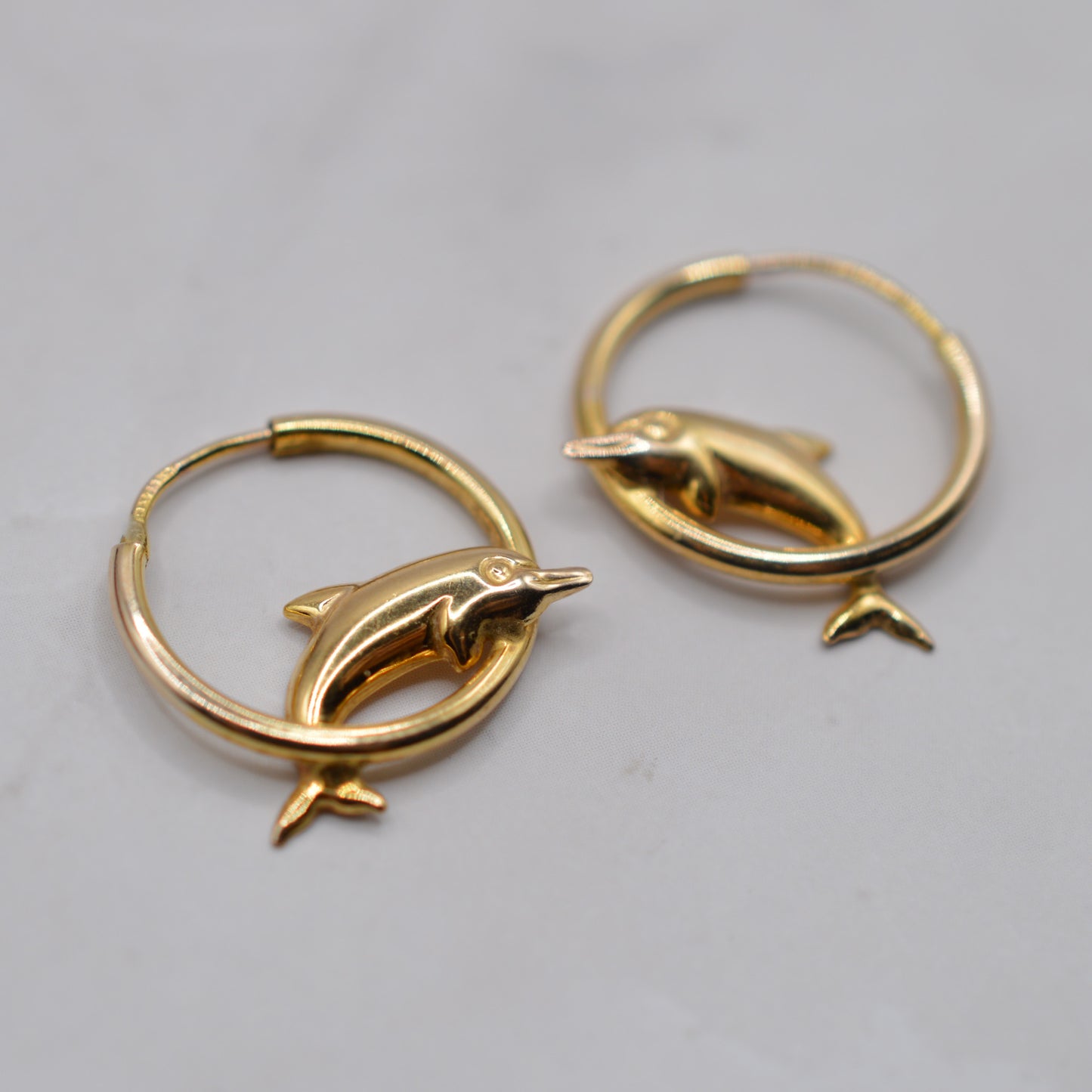 9ct Gold Dolphin Hoop Earrings