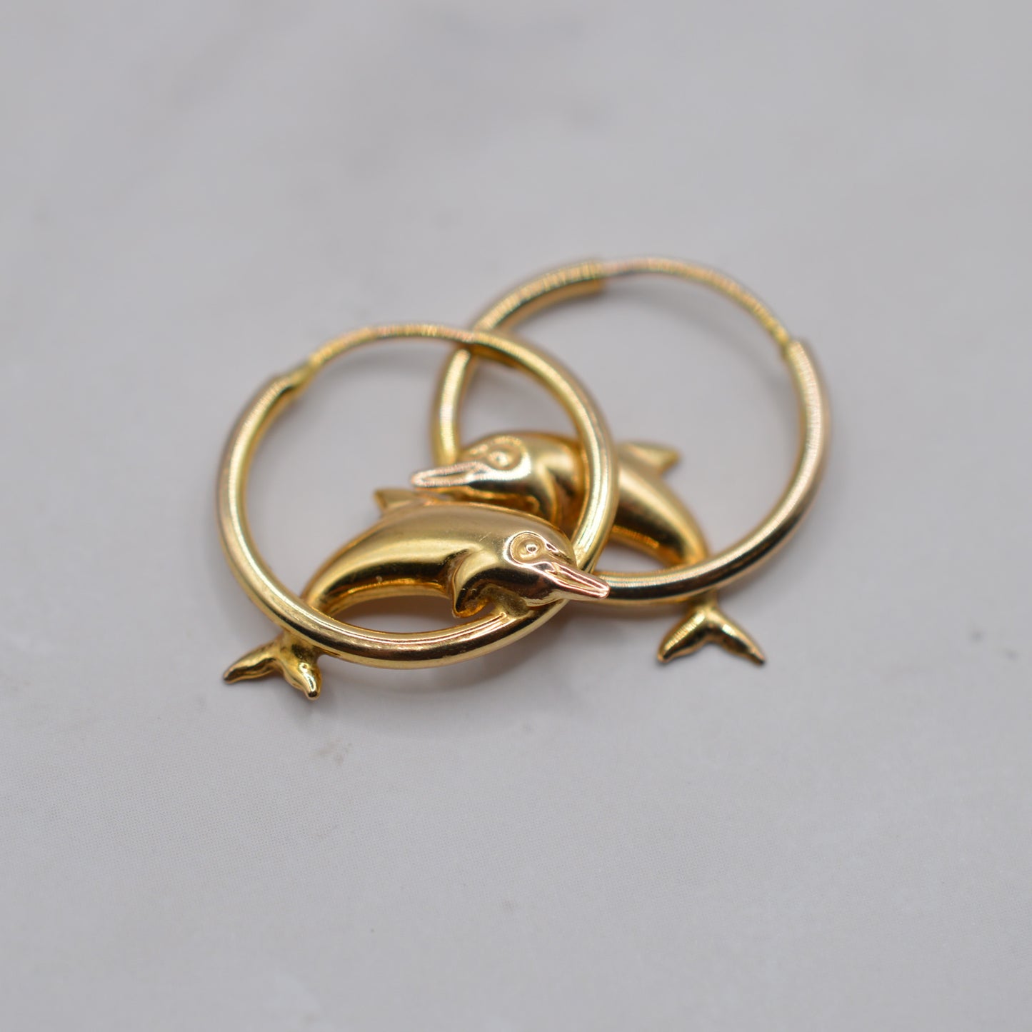 9ct Gold Dolphin Hoop Earrings