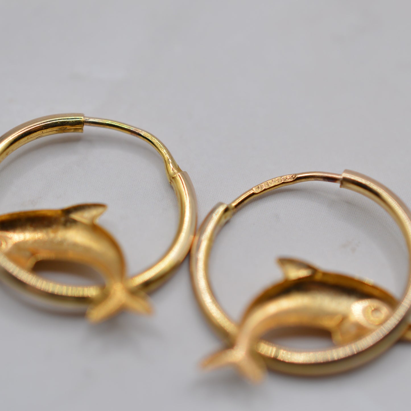9ct Gold Dolphin Hoop Earrings