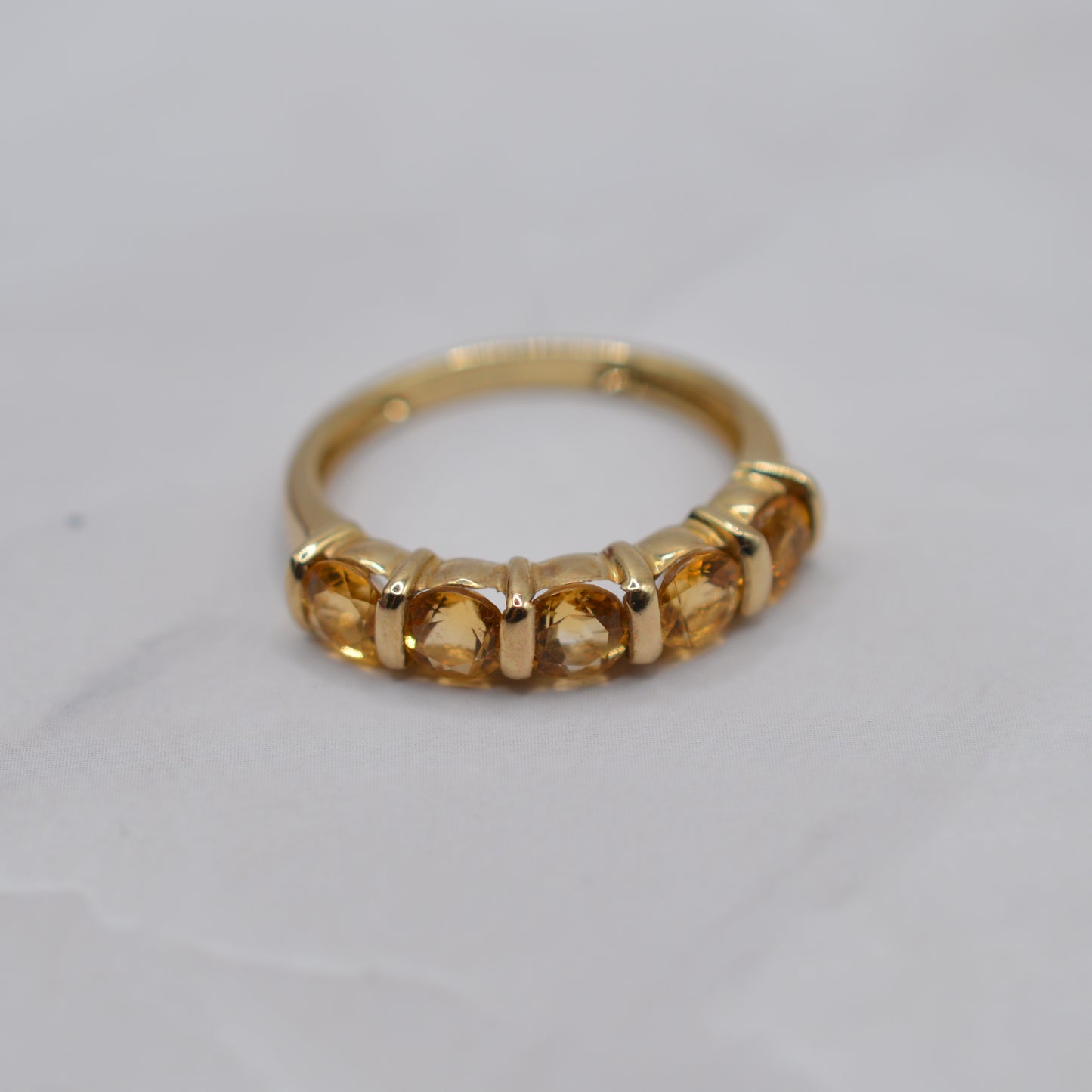 Y2K 2001 9ct Gold Citrine Five-Stone Ring