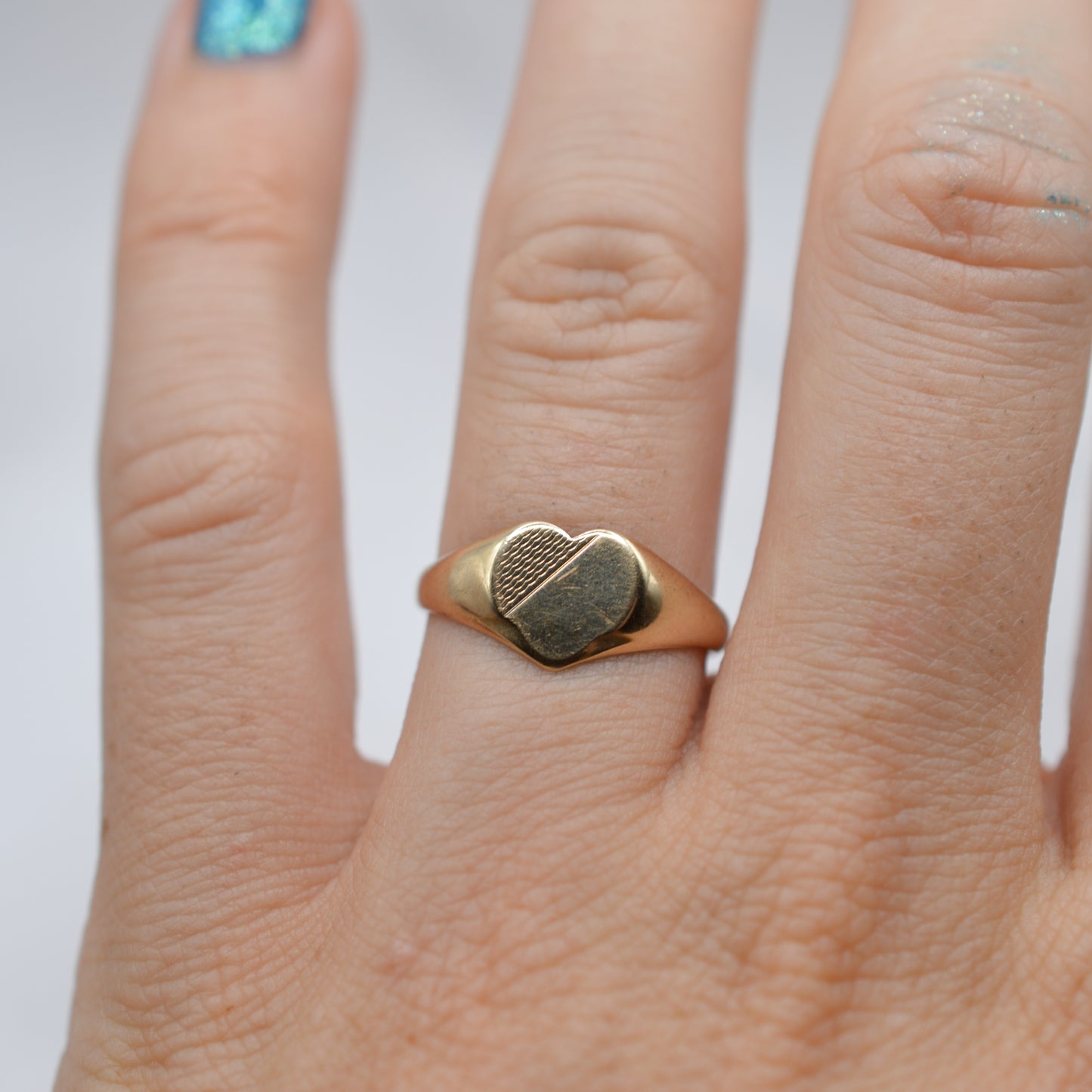 1950s Vintage 9ct Gold Heart Signet Ring