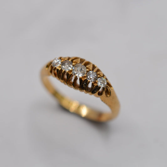 Antique Edwardian 1905 18ct Gold Diamond Five-Stone Ring