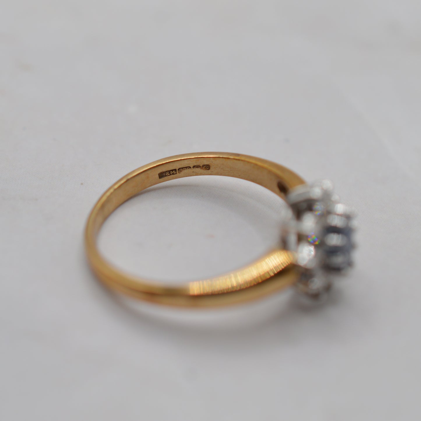 Y2K 9ct Gold Sapphire & Diamond Cluster Ring