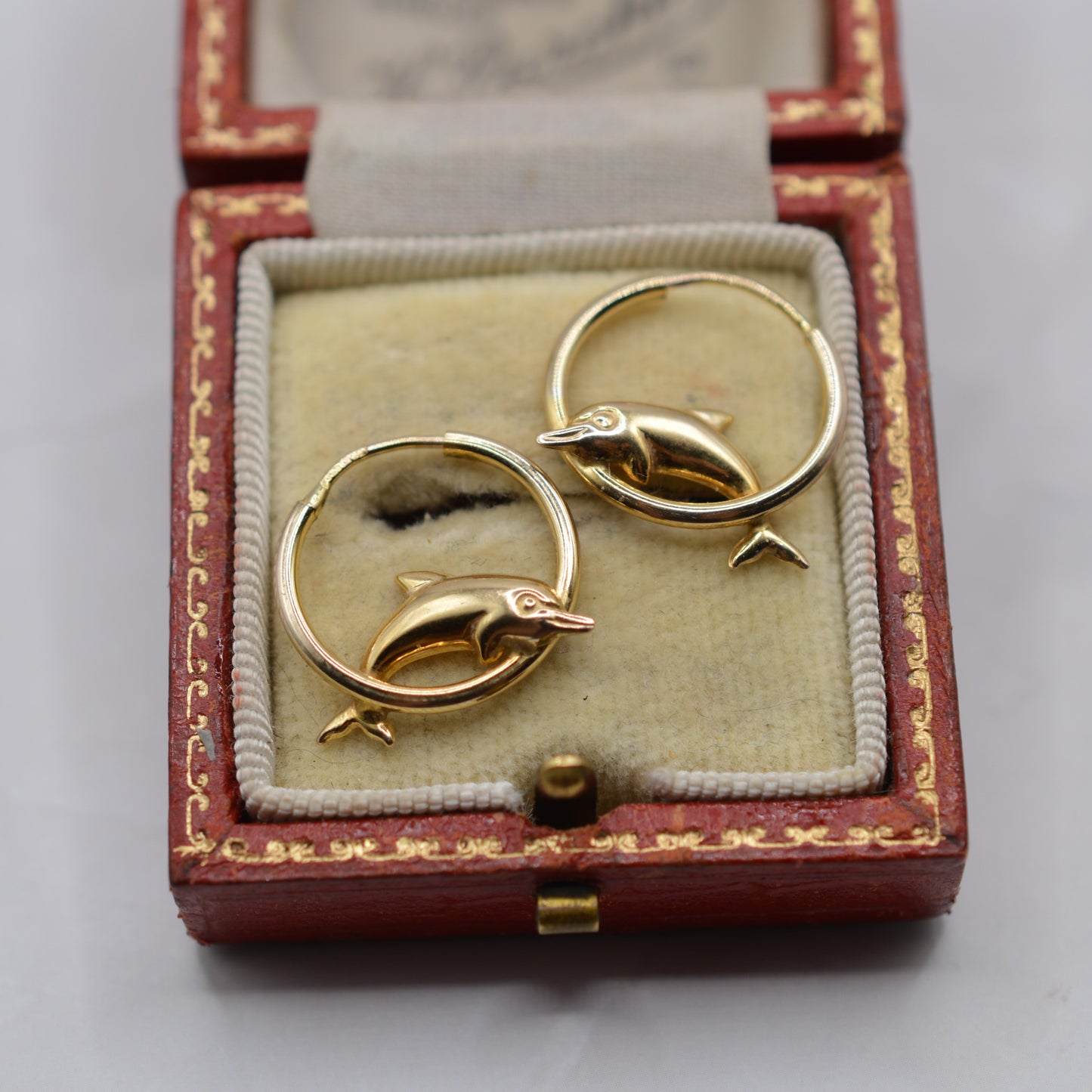 9ct Gold Dolphin Hoop Earrings
