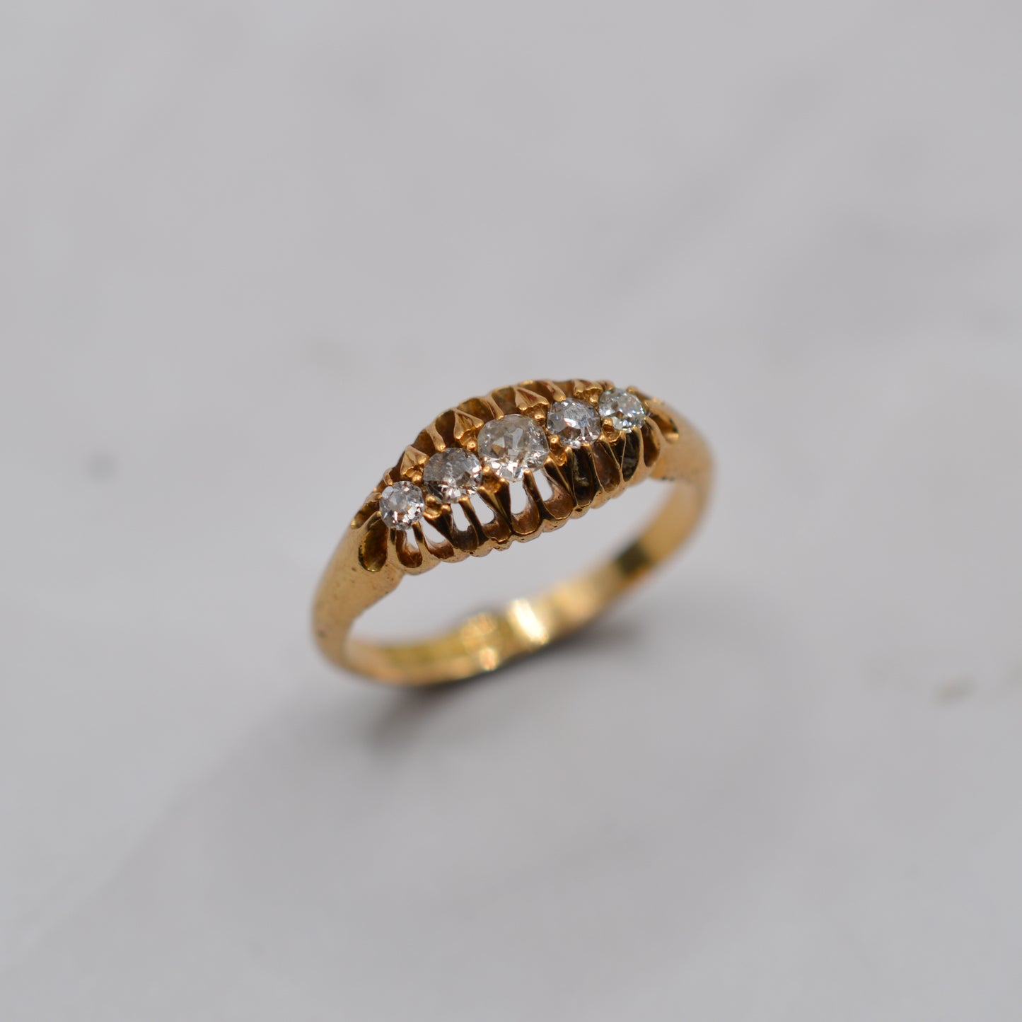 Antique Edwardian 1905 18ct Gold Diamond Five-Stone Ring