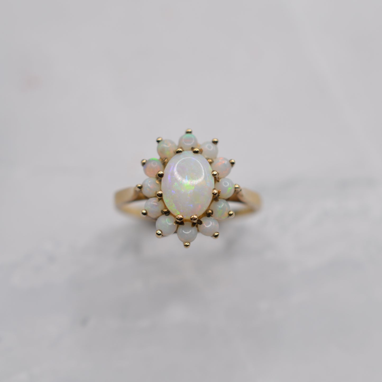 1980s Vintage 9ct Gold Opal Cluster Ring
