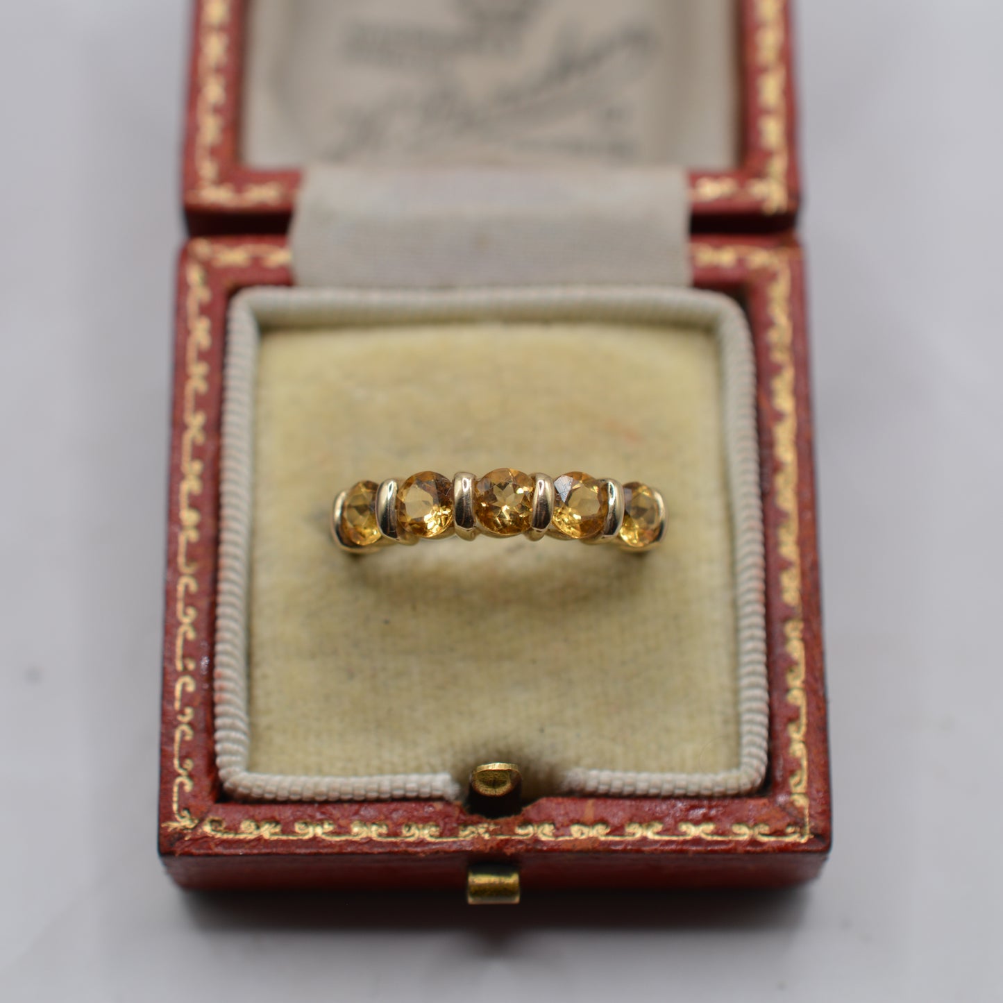 Y2K 2001 9ct Gold Citrine Five-Stone Ring