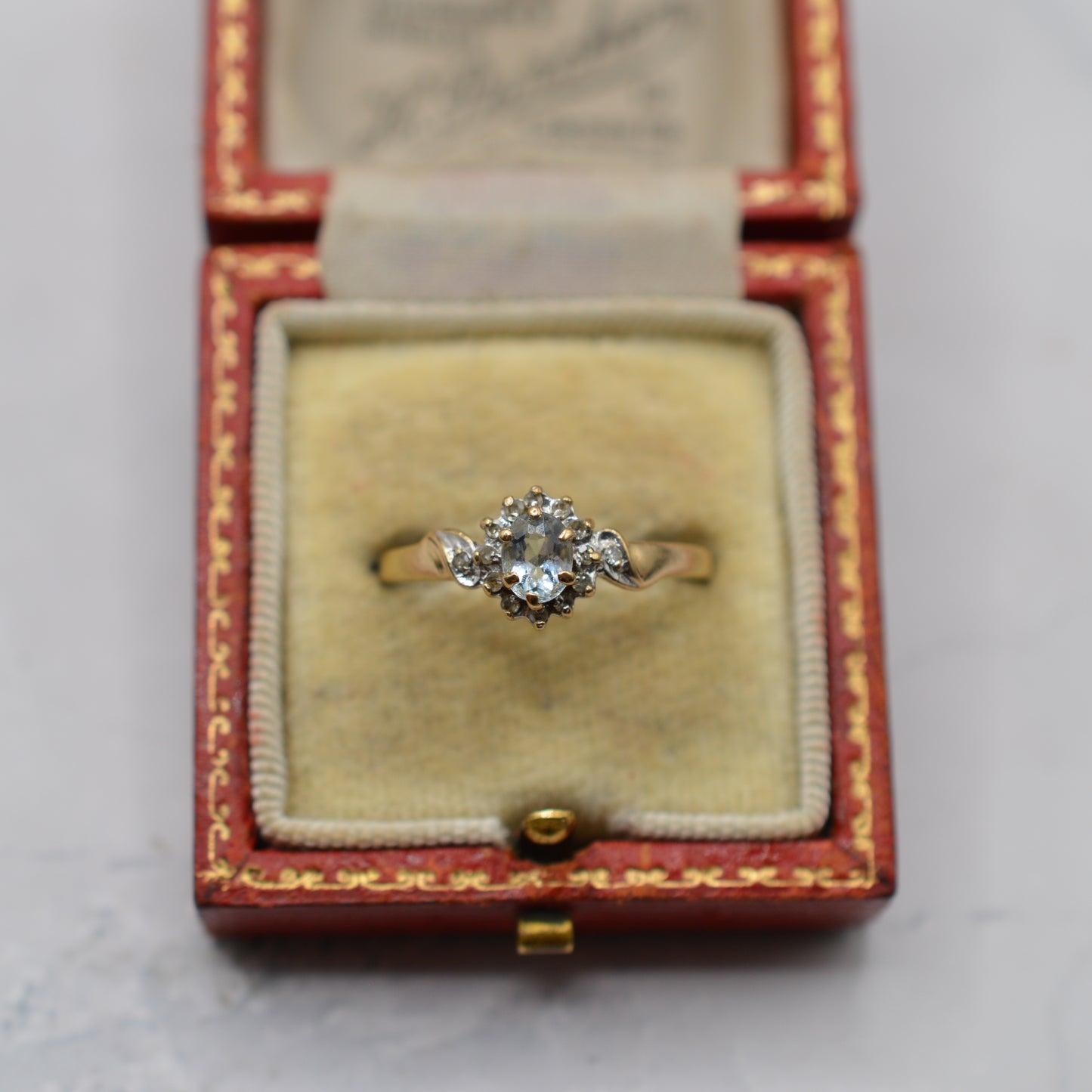 9ct Gold Aquamarine & Diamond Ring