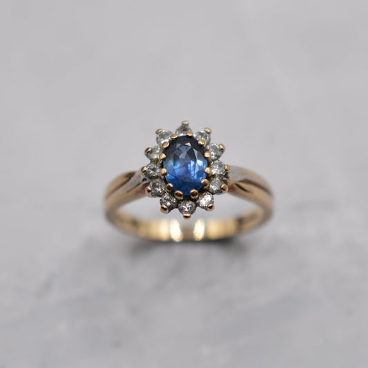 9ct Gold Sapphire & Diamond Cluster Ring