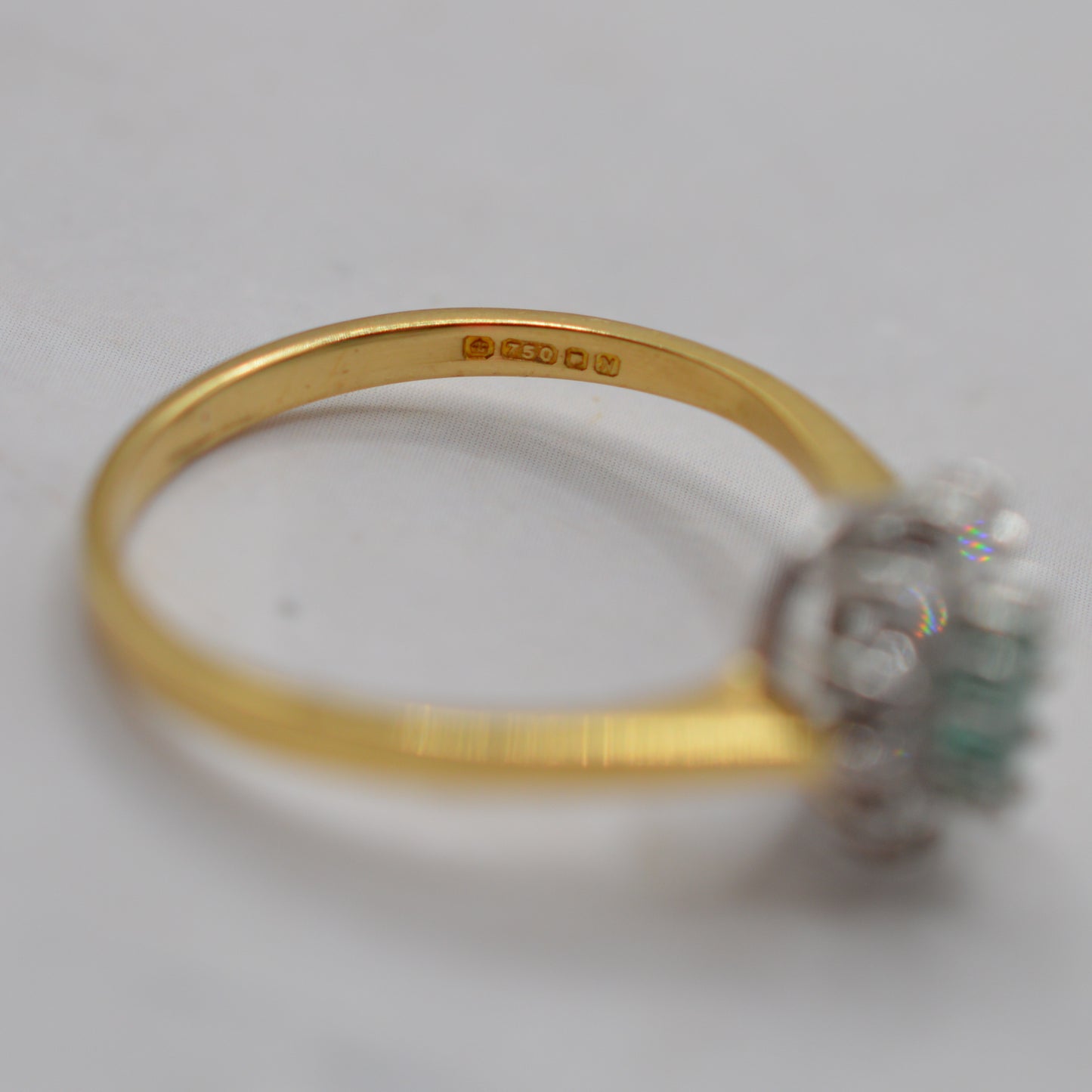 1980s 18ct Gold Emerald & Diamond Cluster Ring