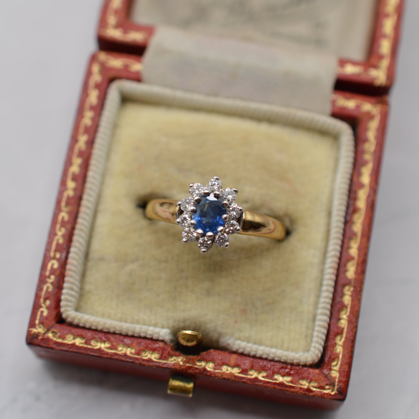 Y2K 9ct Gold Sapphire & Diamond Cluster Ring