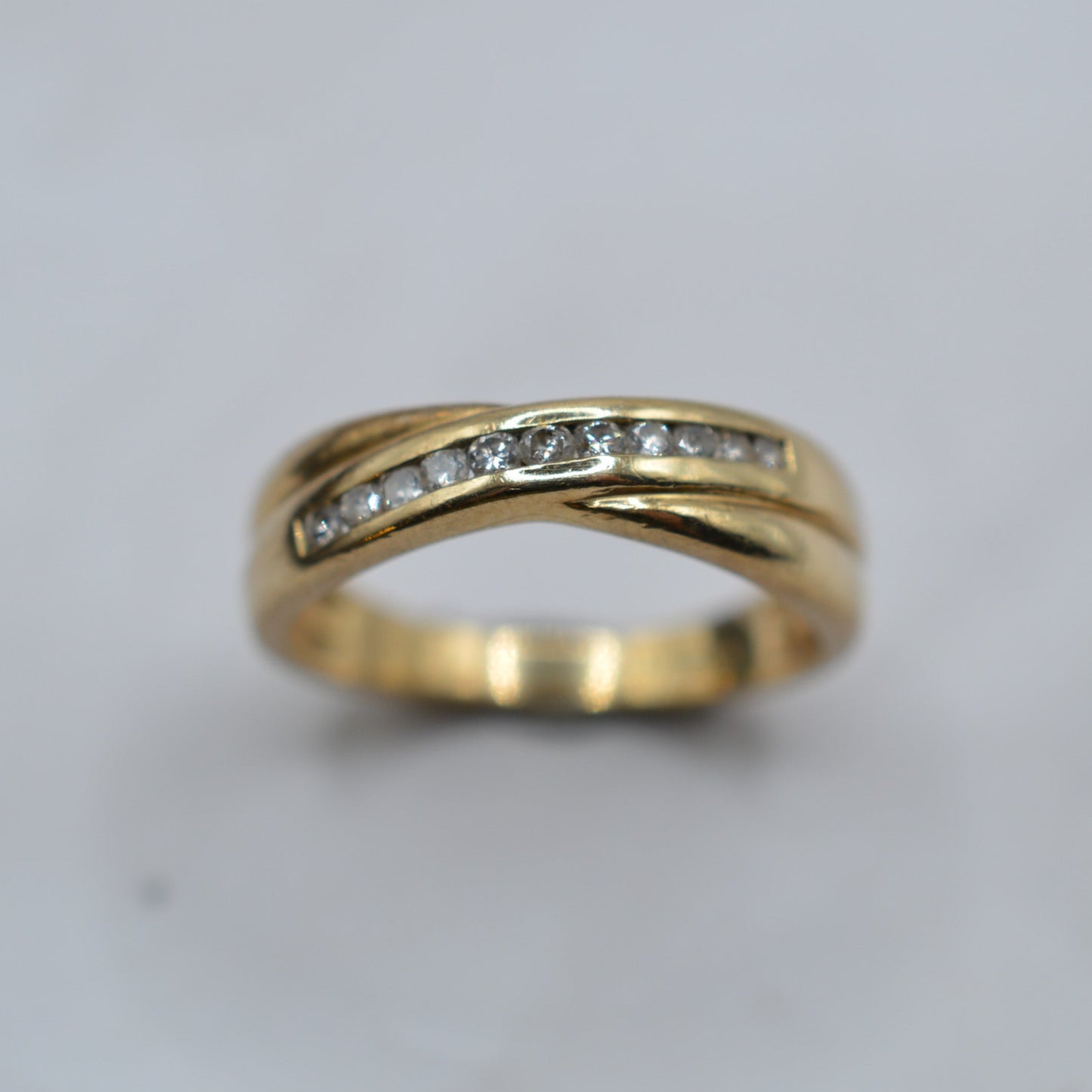 9ct Gold Diamond Crossover Ring