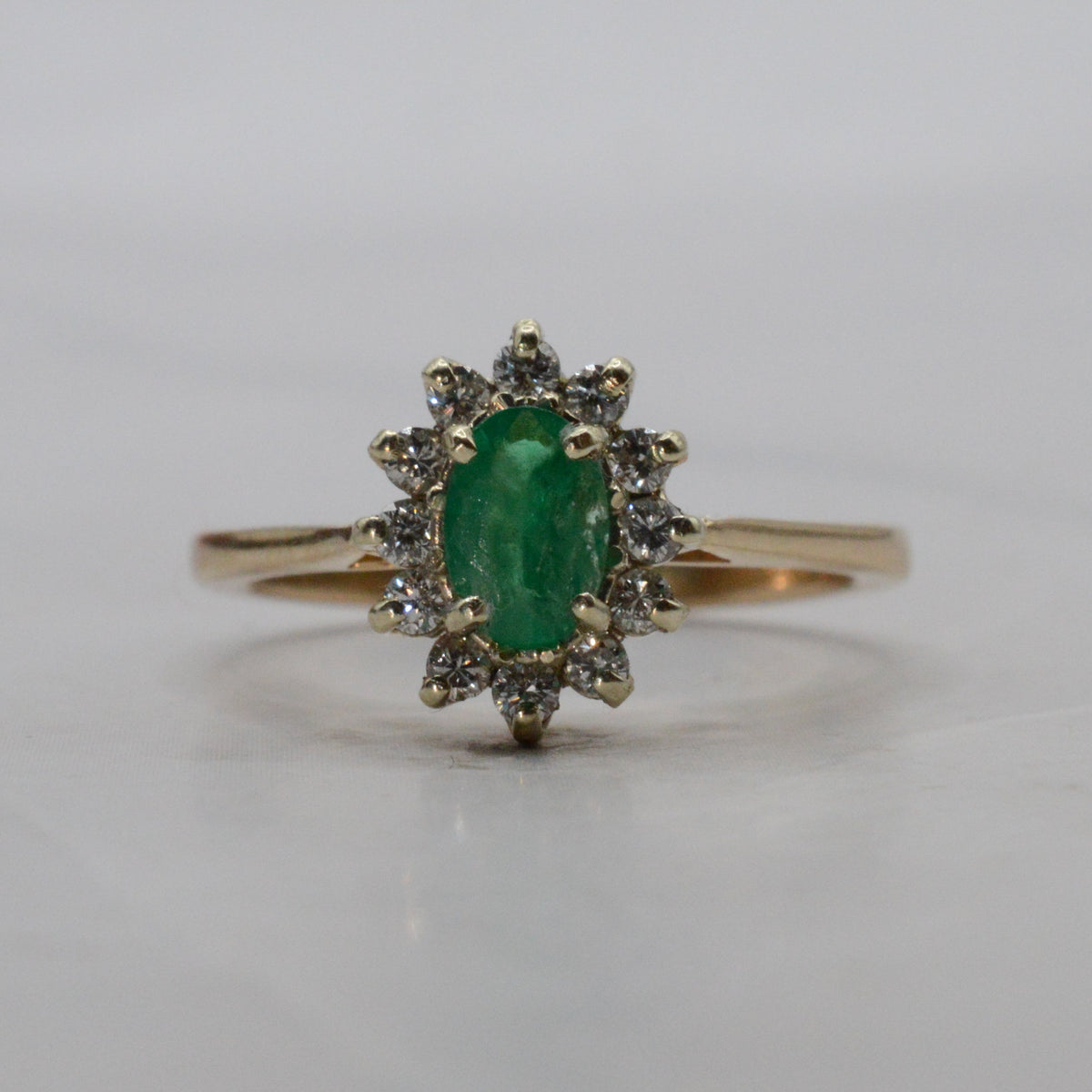18ct Gold Emerald & Diamond Cluster Ring