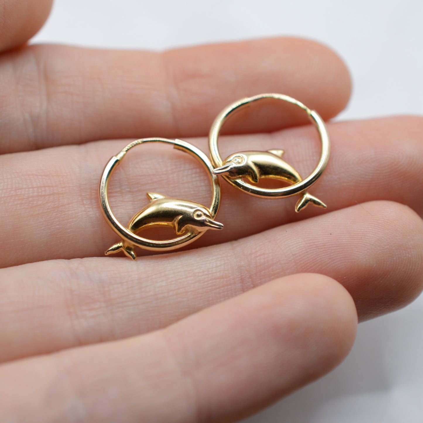 9ct Gold Dolphin Hoop Earrings