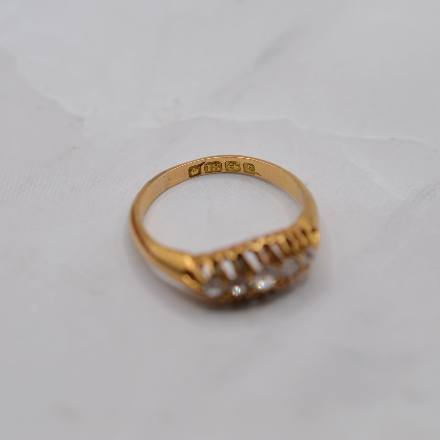 Antique Edwardian 1905 18ct Gold Diamond Five-Stone Ring