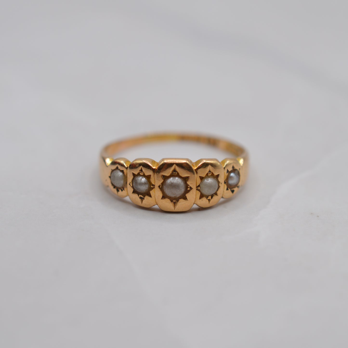 Antique Victorian 15ct Gold Pearl Five-Stone Ring