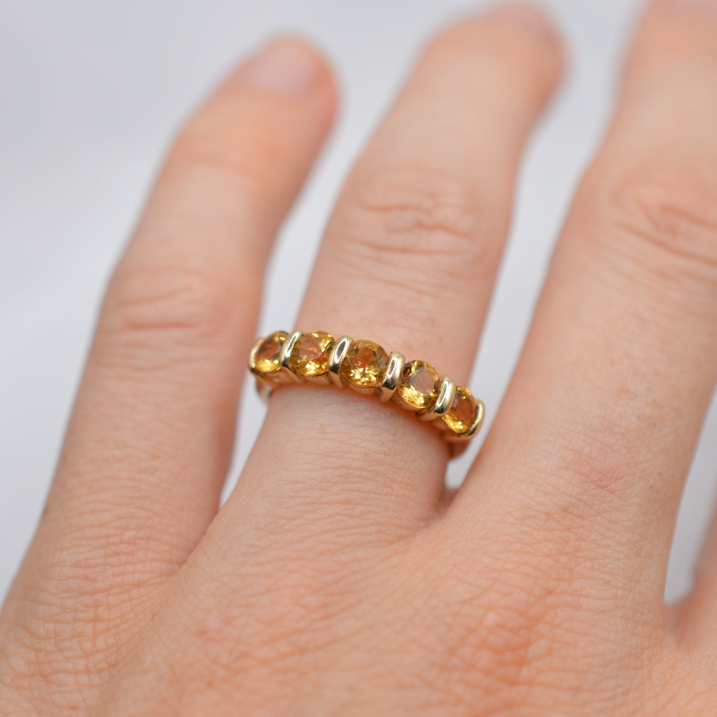 Y2K 2001 9ct Gold Citrine Five-Stone Ring