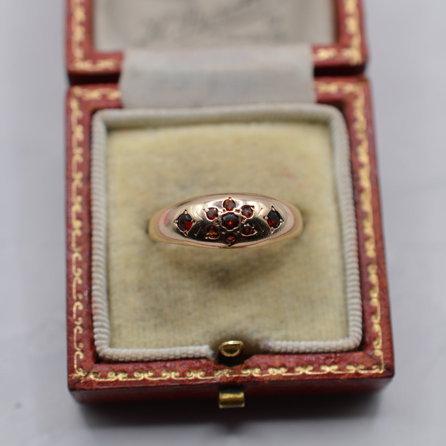 9ct Gold Garnet Floral Dome Ring