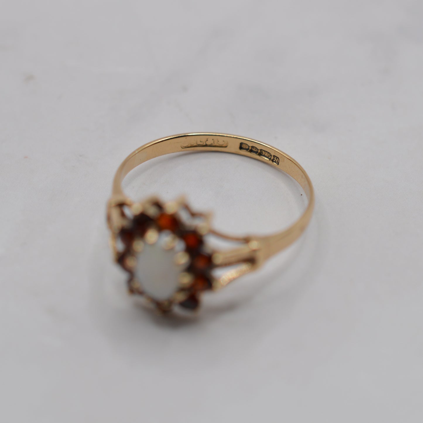 1980s Vintage 9ct Gold Opal & Garnet Cluster Ring