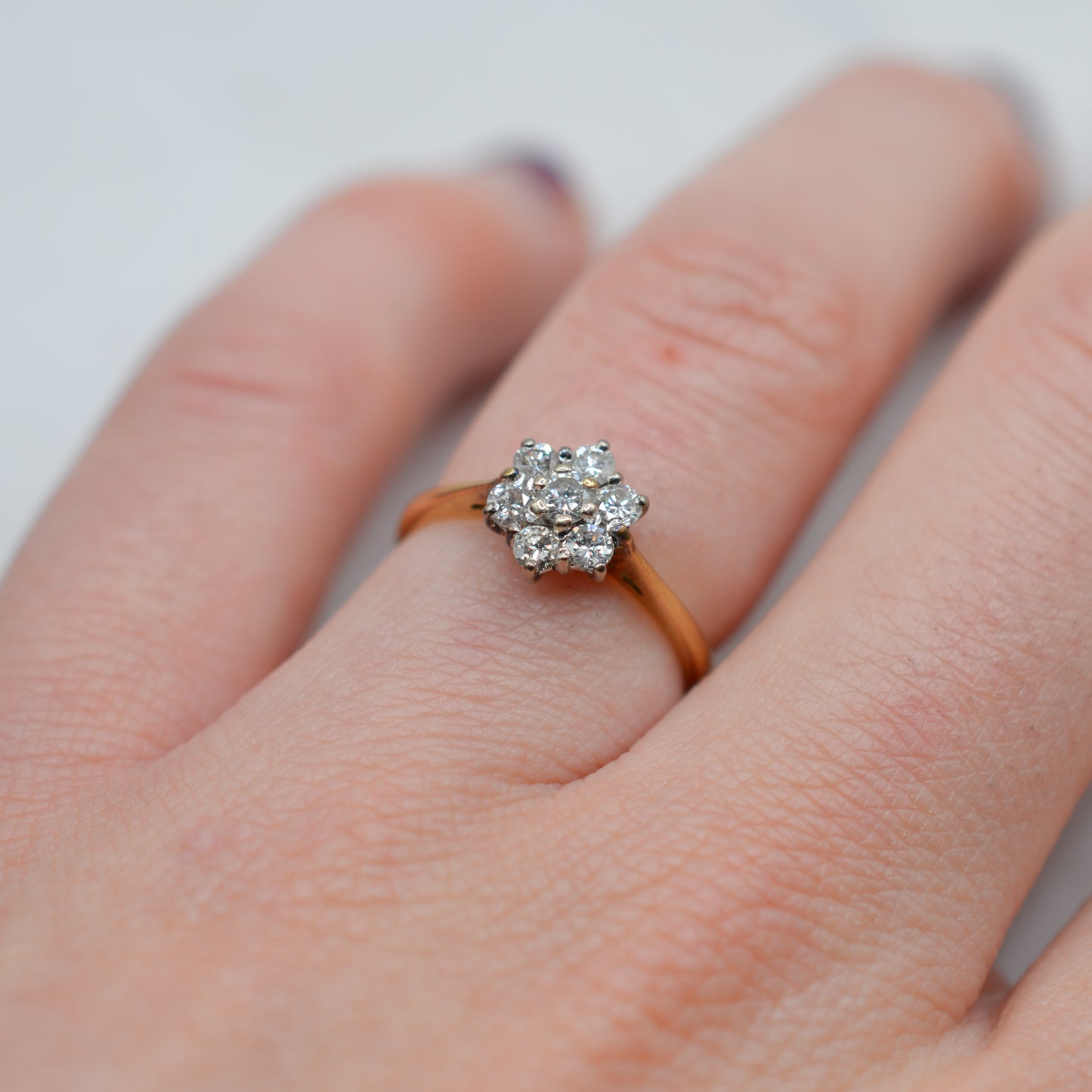 1980s 18ct Gold Diamond Floral Cluster Ring