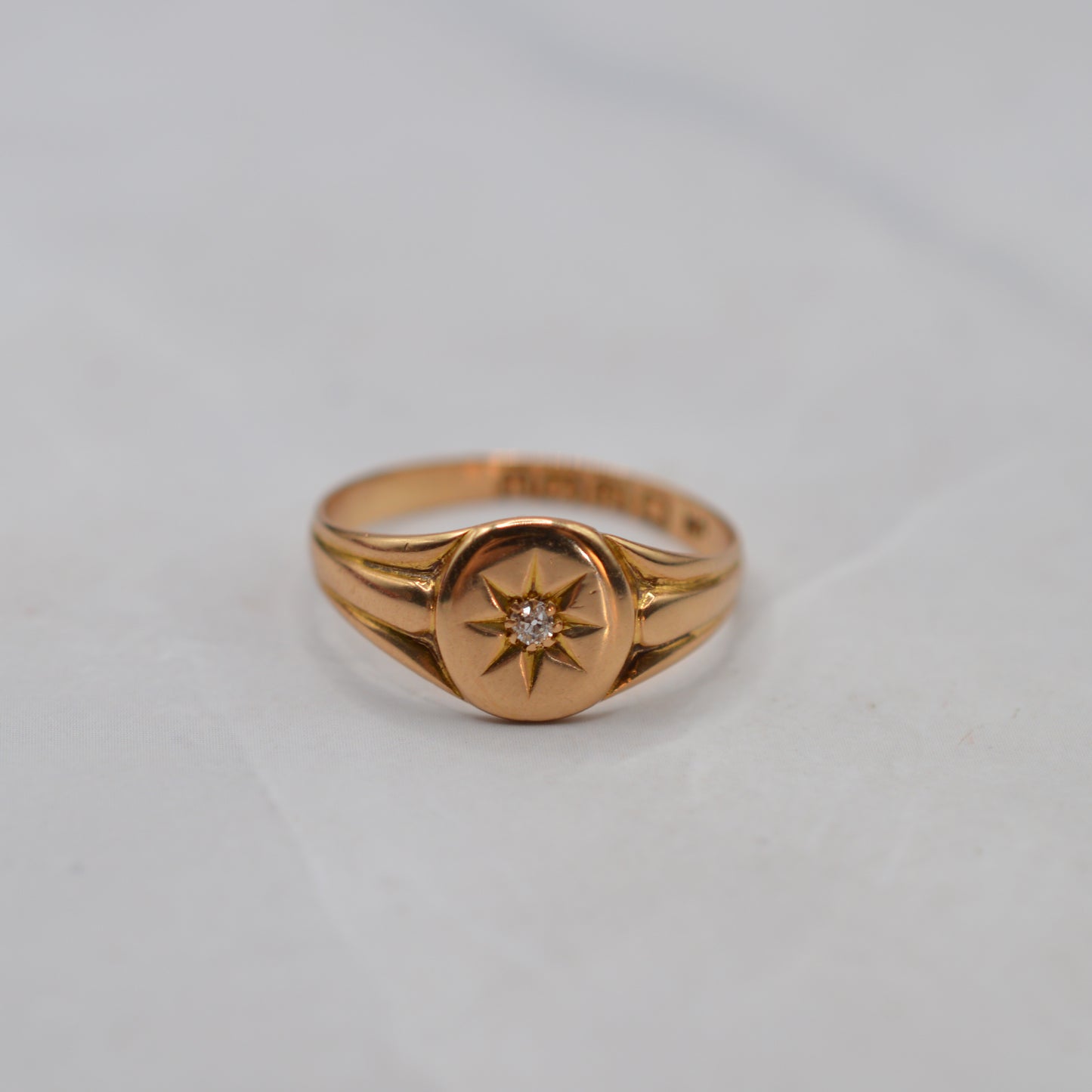 1894 Victorian Antique 18ct Gold Diamond Signet Ring