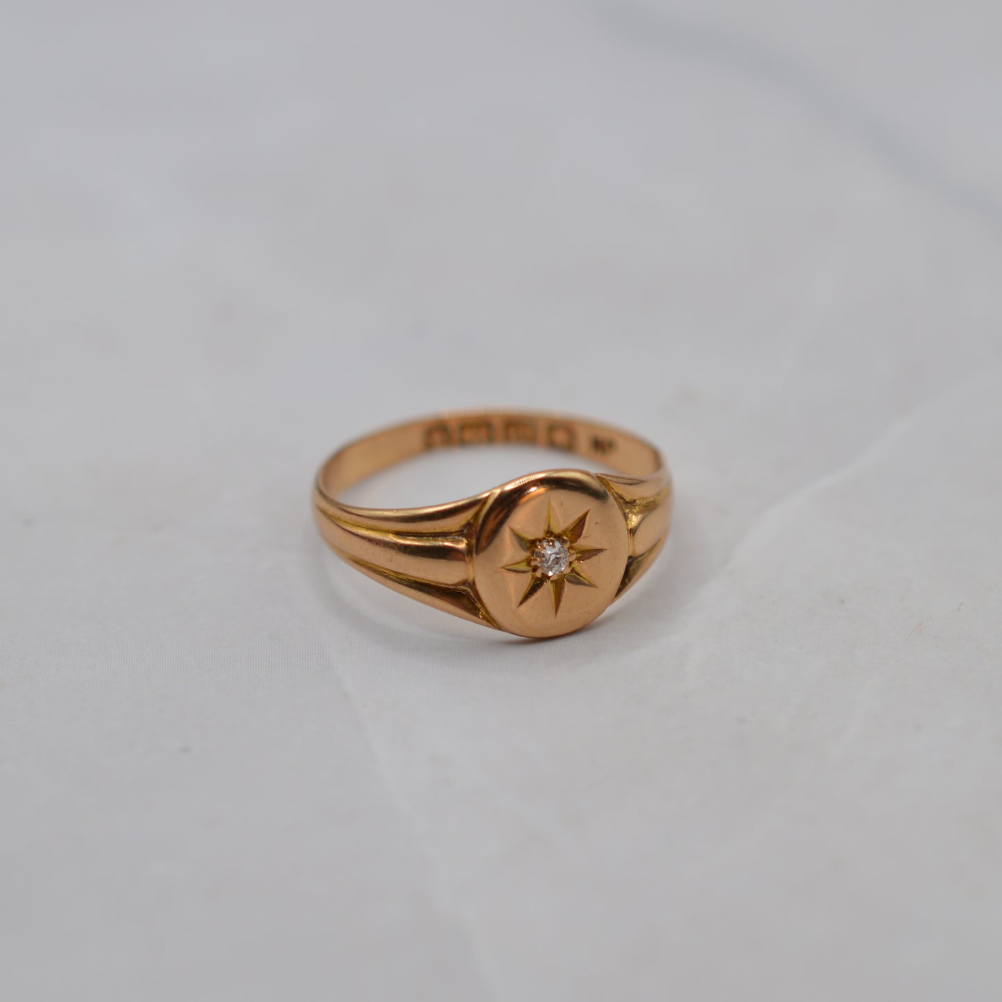 1894 Victorian Antique 18ct Gold Diamond Signet Ring
