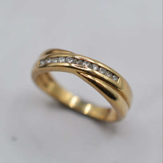 9ct Gold Diamond Crossover Ring