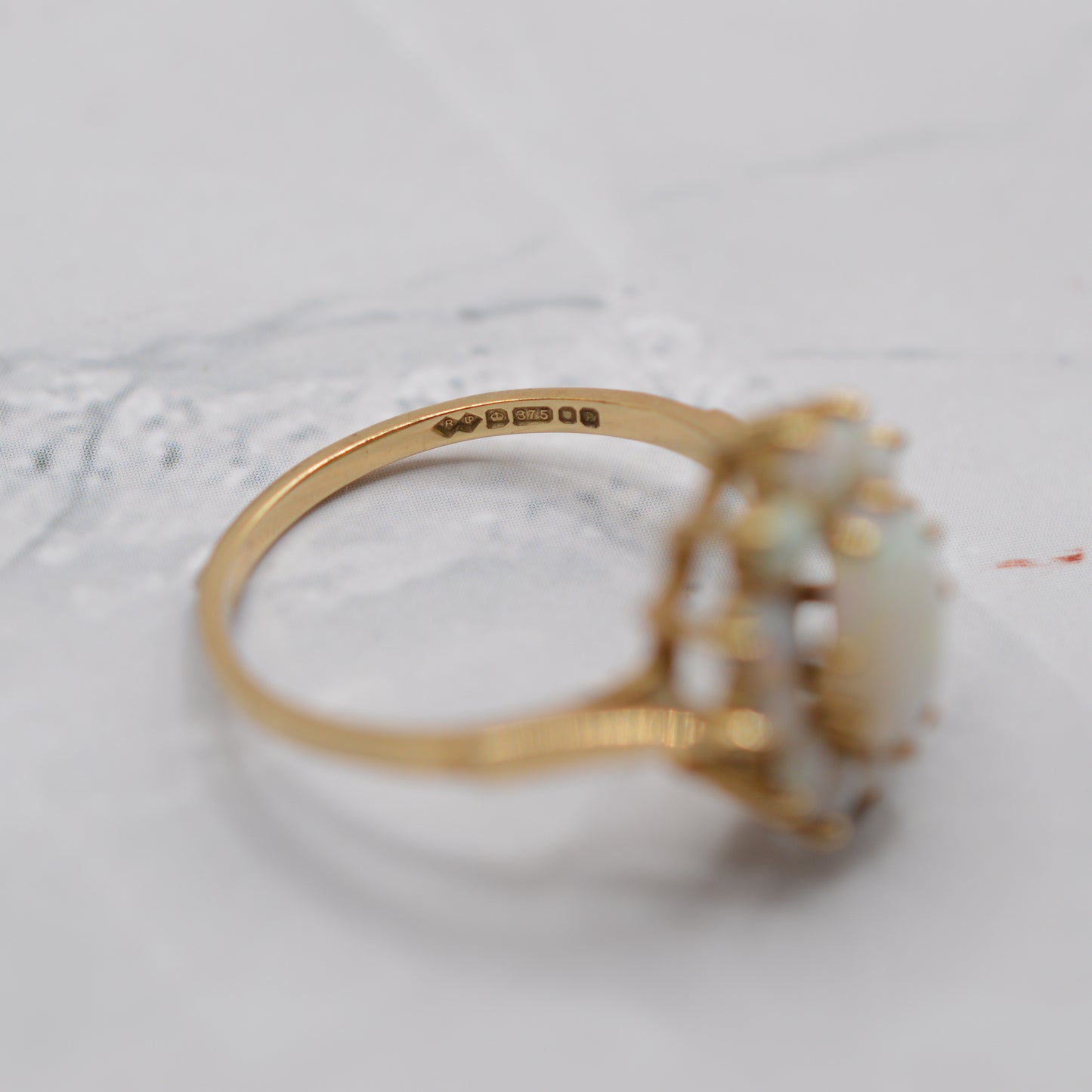 1980s Vintage 9ct Gold Opal Cluster Ring