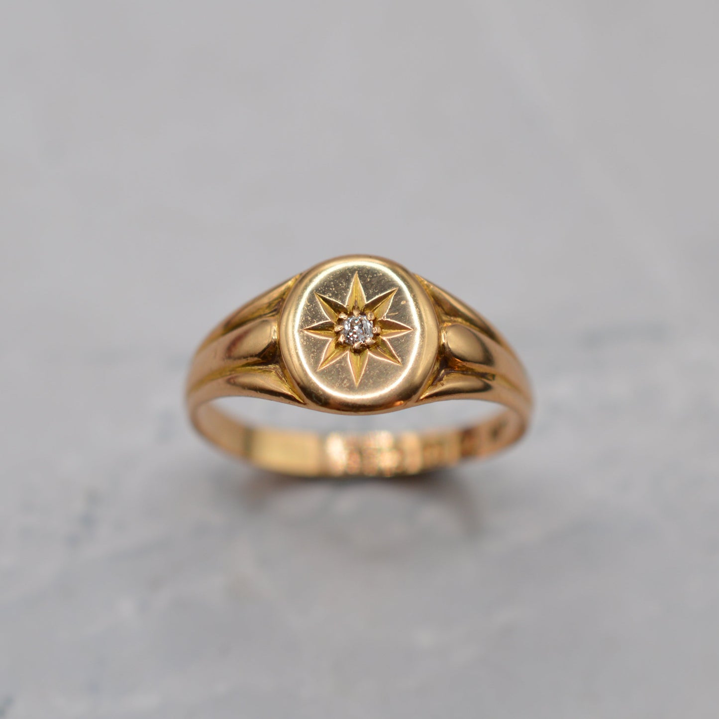 1894 Victorian Antique 18ct Gold Diamond Signet Ring