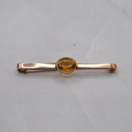 Antique 1911 9ct Gold Citrine Brooch